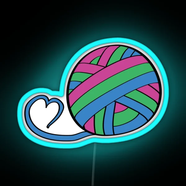 Pride Merch Yarn Ball Polysexual RGB Neon Sign