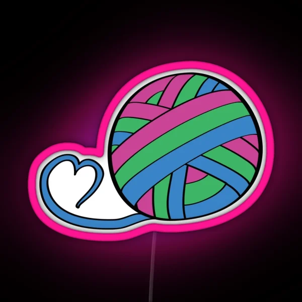 Pride Merch Yarn Ball Polysexual RGB Neon Sign