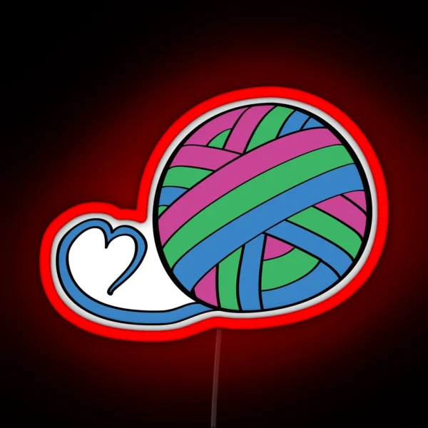 Pride Merch Yarn Ball Polysexual RGB Neon Sign