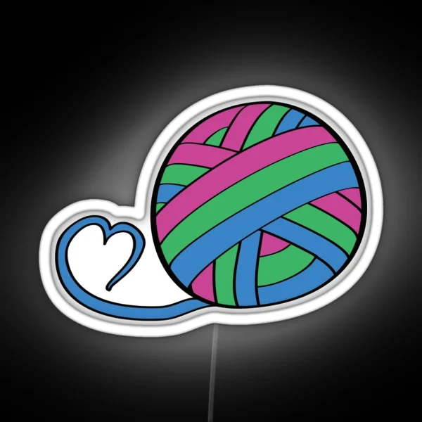 Pride Merch Yarn Ball Polysexual RGB Neon Sign