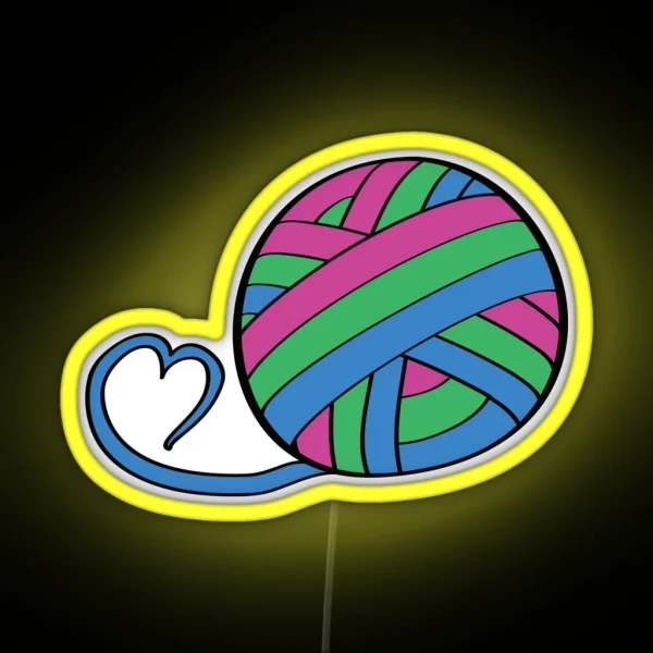 Pride Merch Yarn Ball Polysexual RGB Neon Sign