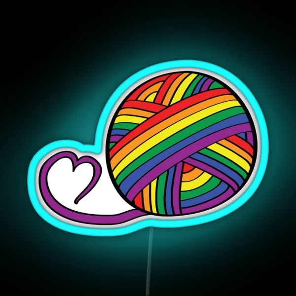 Pride Merch Yarn Ball Rainbow RGB Neon Sign