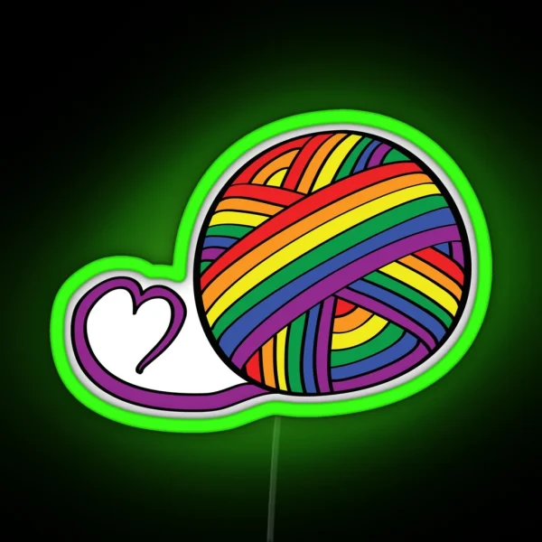 Pride Merch Yarn Ball Rainbow RGB Neon Sign