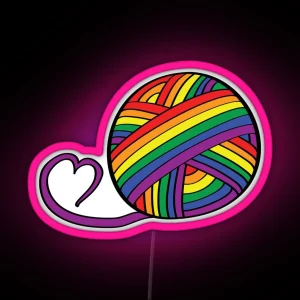 Pride Merch Yarn Ball Rainbow RGB Neon Sign