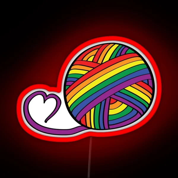 Pride Merch Yarn Ball Rainbow RGB Neon Sign