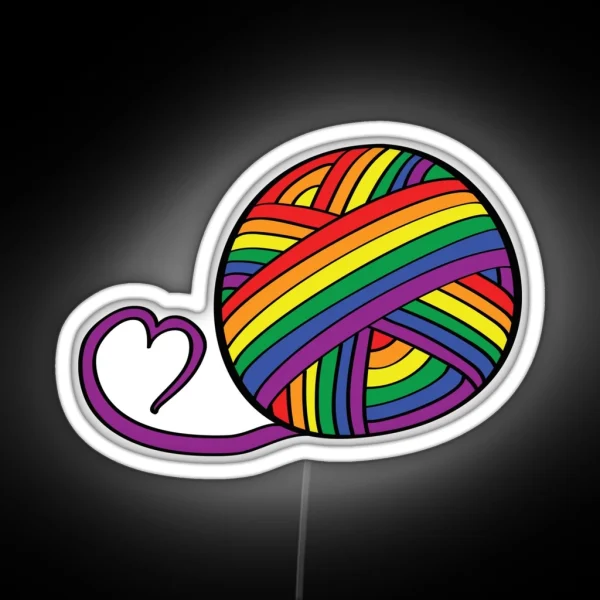 Pride Merch Yarn Ball Rainbow RGB Neon Sign