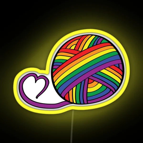 Pride Merch Yarn Ball Rainbow RGB Neon Sign