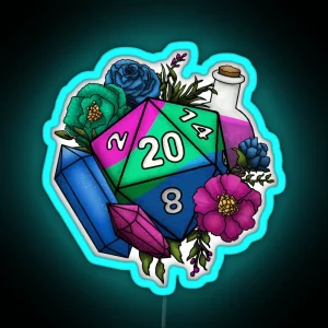 Pride Polysexual D20 Tabletop RPG Gaming Dice RGB Neon Sign