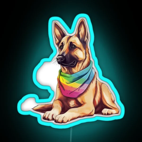 Pride Puppies German Shepherd RGB Neon Sign