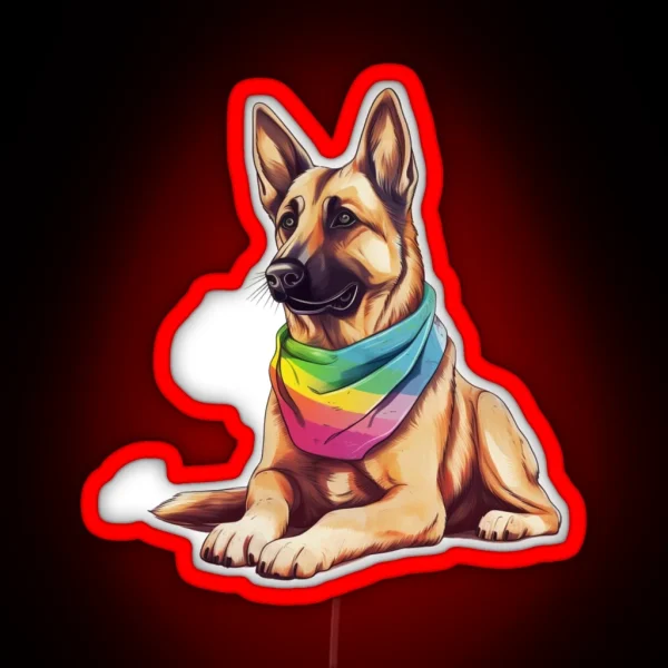 Pride Puppies German Shepherd RGB Neon Sign