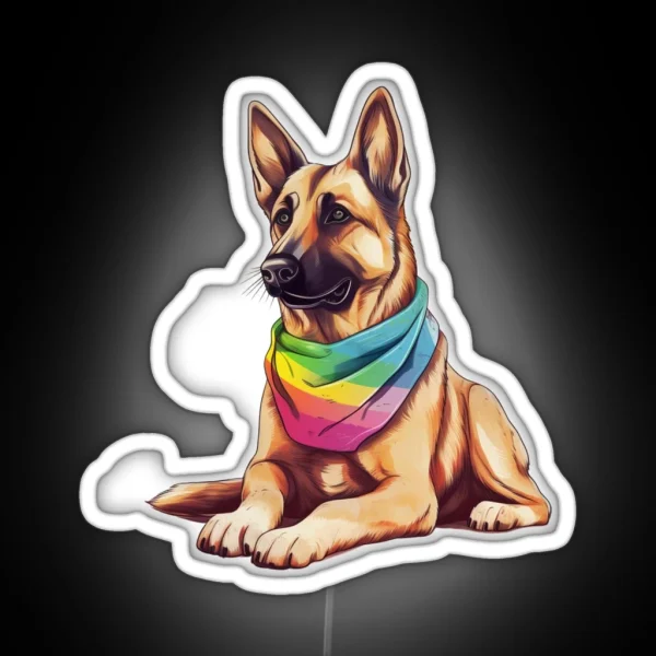 Pride Puppies German Shepherd RGB Neon Sign