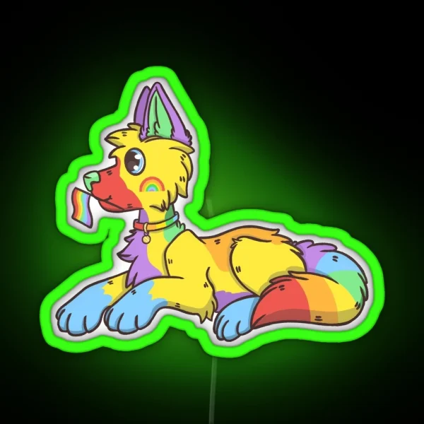 Pride Pups Gay German Shepherd RGB Neon Sign