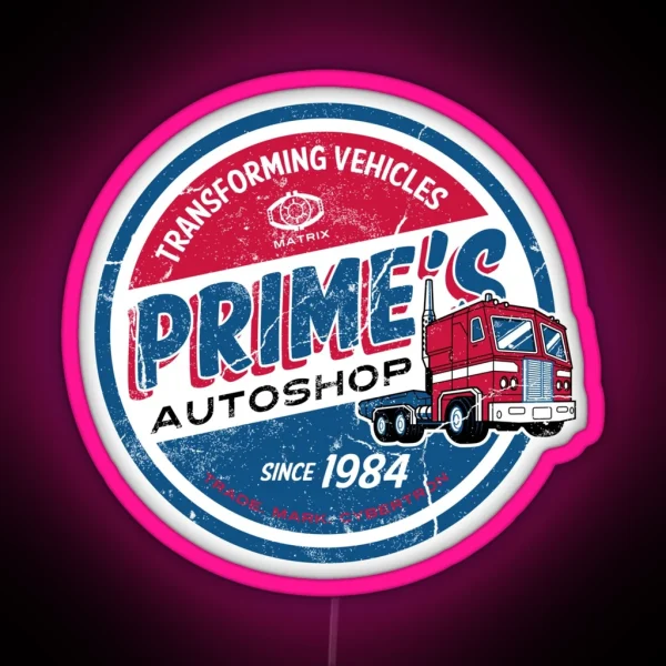 Prime S Autoshop Vintage Distressed Style RGB Neon Sign