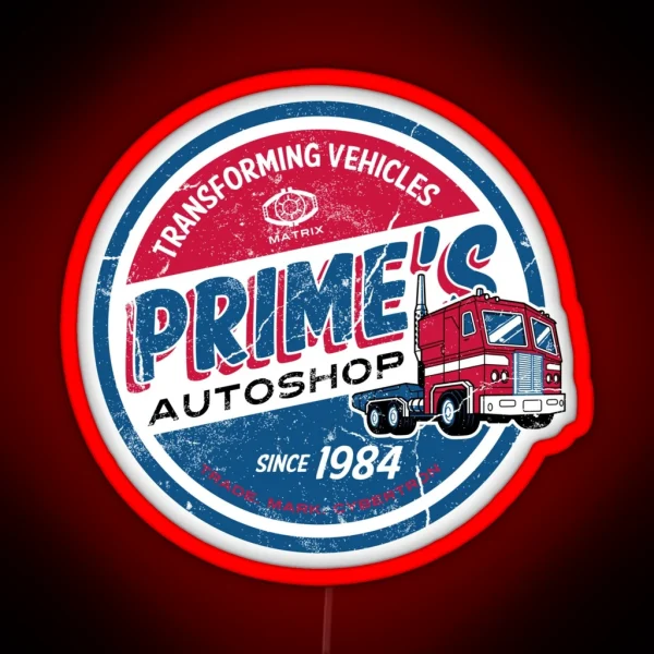 Prime S Autoshop Vintage Distressed Style RGB Neon Sign