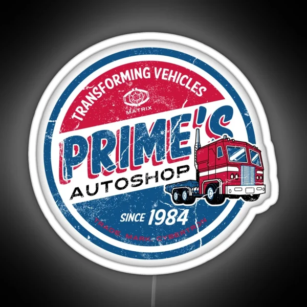 Prime S Autoshop Vintage Distressed Style RGB Neon Sign