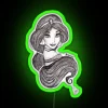 princess jasmine pen sketch neon rgb sign green