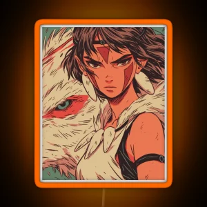 Princess Mononoke Vintage Cartoon Style RGB Neon Sign