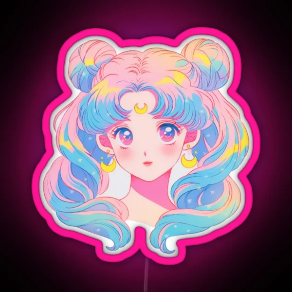 Princess Moon Girl Nostalgia RGB Neon Sign