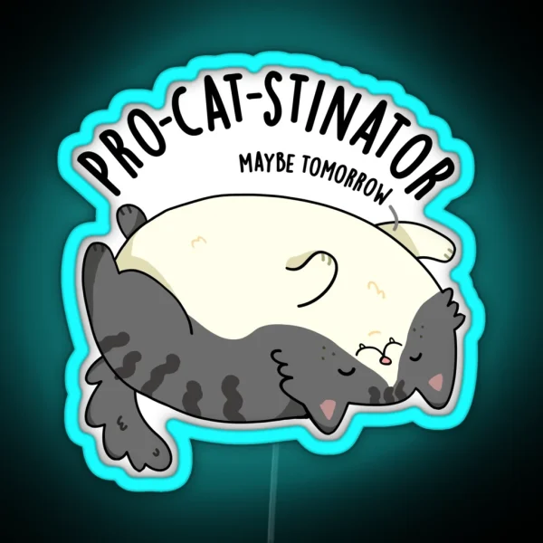 Pro Cat Stinator Funny Fat Cat Puns RGB Neon Sign