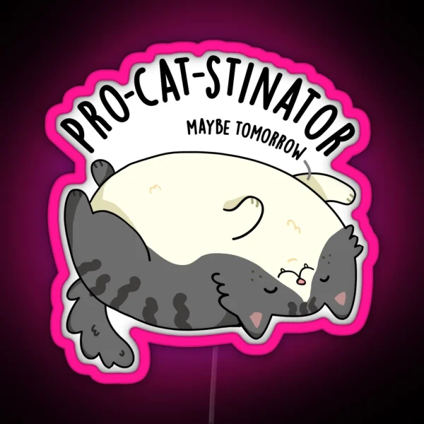 Pro Cat Stinator Funny Fat Cat Puns RGB Neon Sign