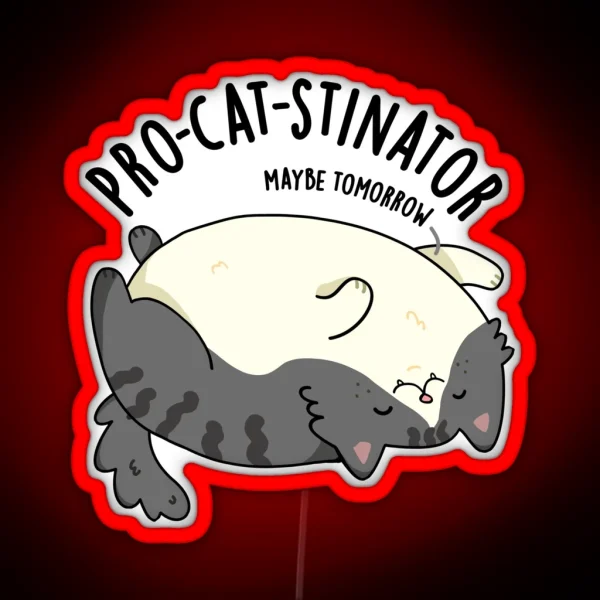 Pro Cat Stinator Funny Fat Cat Puns RGB Neon Sign