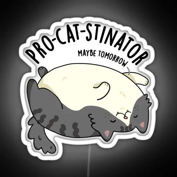 Pro Cat Stinator Funny Fat Cat Puns RGB Neon Sign