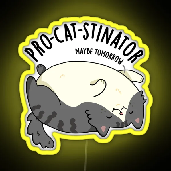 Pro Cat Stinator Funny Fat Cat Puns RGB Neon Sign