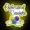 Professional crocheter funny neon sign design.