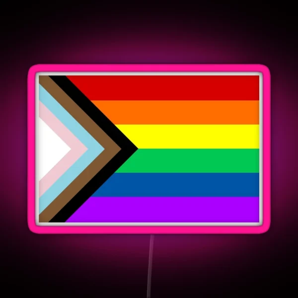 Progress Pride Flag LGBTQ Pillow Led Car RGB Neon Sign