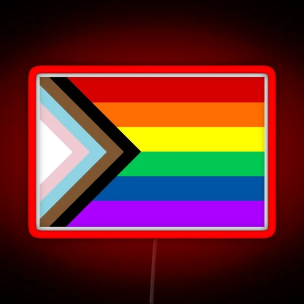 Progress Pride Flag LGBTQ Pillow Led Car RGB Neon Sign