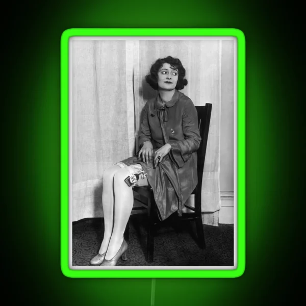 Prohibition Woman Hiding Whiskey In Garter Vintage RGB Neon Sign