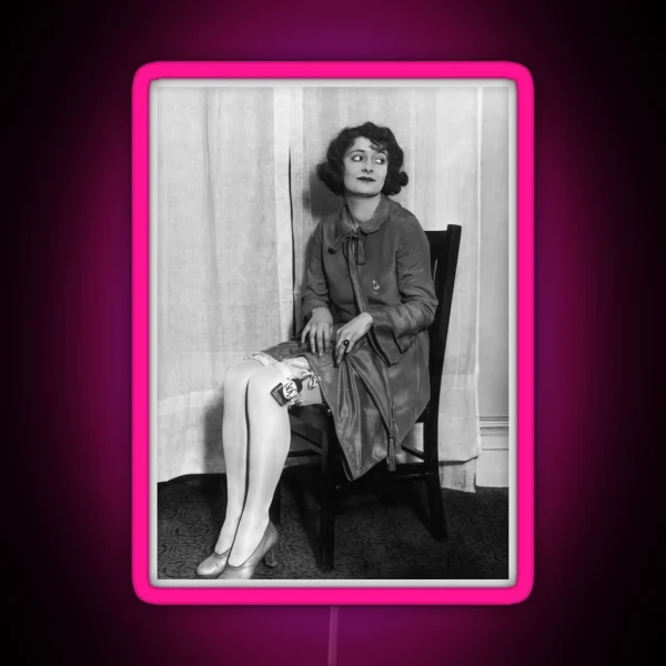 Prohibition Woman Hiding Whiskey In Garter Vintage RGB Neon Sign