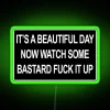 rgb led neon sign featuring prompto argentum patch design in green.