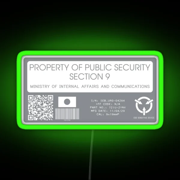 Property Of Section 9 RGB Neon Sign