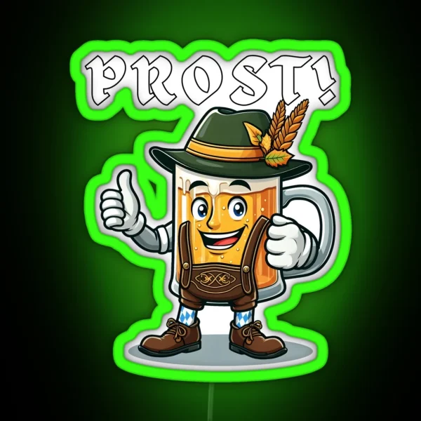 Prost Cartoon Beer Mug Funny Beer Mug Prost October Festival Festival Of Beer Prost Cheers October RGB Neon Sign