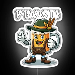 Prost Cartoon Beer Mug Funny Beer Mug Prost October Festival Festival Of Beer Prost Cheers October RGB Neon Sign