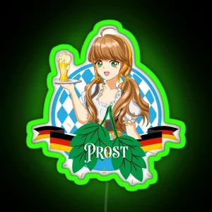 Prost Wear Dirndl Drink Bier Celebrate Oktoberfest Cheers RGB Neon Sign