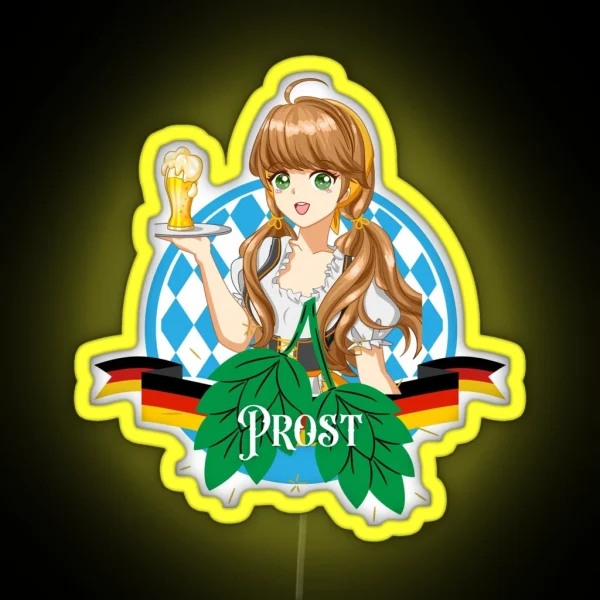 Prost Wear Dirndl Drink Bier Celebrate Oktoberfest Cheers RGB Neon Sign