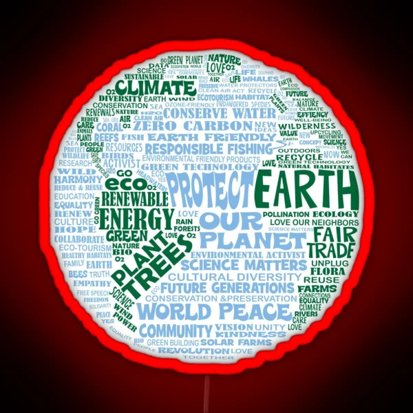 Protect Earth Blue Green Words For Earth RGB Neon Sign