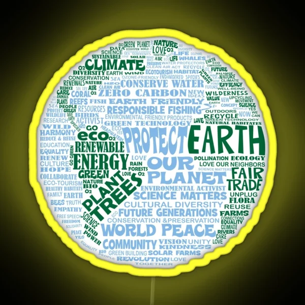 Protect Earth Blue Green Words For Earth RGB Neon Sign