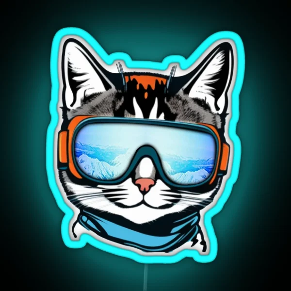 Protect Your Feline Friend With Cat Ski Goggles RGB Neon Sign