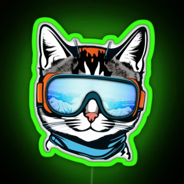 Protect Your Feline Friend With Cat Ski Goggles RGB Neon Sign