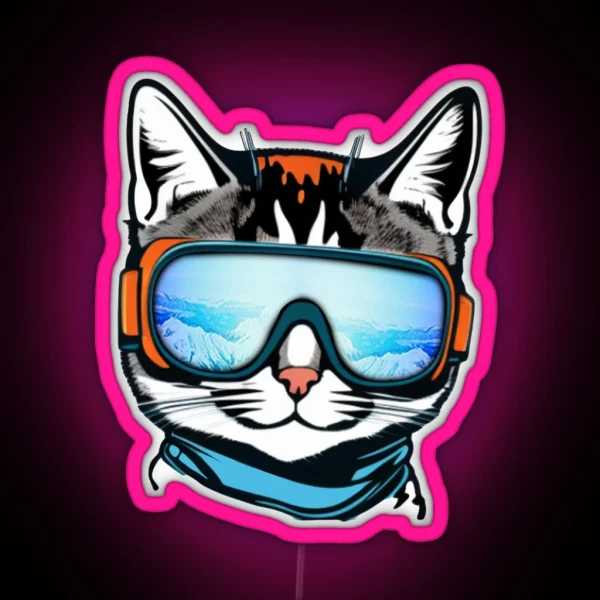 Protect Your Feline Friend With Cat Ski Goggles RGB Neon Sign
