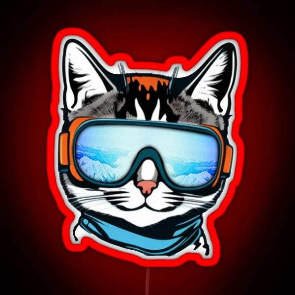 Protect Your Feline Friend With Cat Ski Goggles RGB Neon Sign