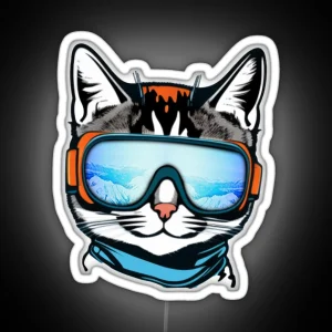 Protect Your Feline Friend With Cat Ski Goggles RGB Neon Sign