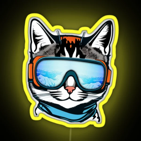 Protect Your Feline Friend With Cat Ski Goggles RGB Neon Sign