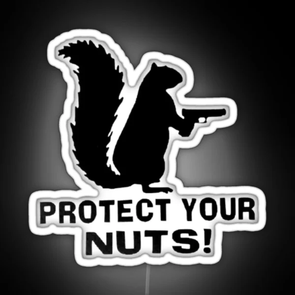 PROTECT YOUR NUTS Squirrel Logo RGB Neon Sign