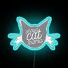 proud cat mama neon sign in dusty gray and blue tones
