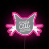 proud cat mama rgb neon sign in dusty gray with pink glow