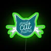 Proud Cat Mama with a Turquoise Neon Sign